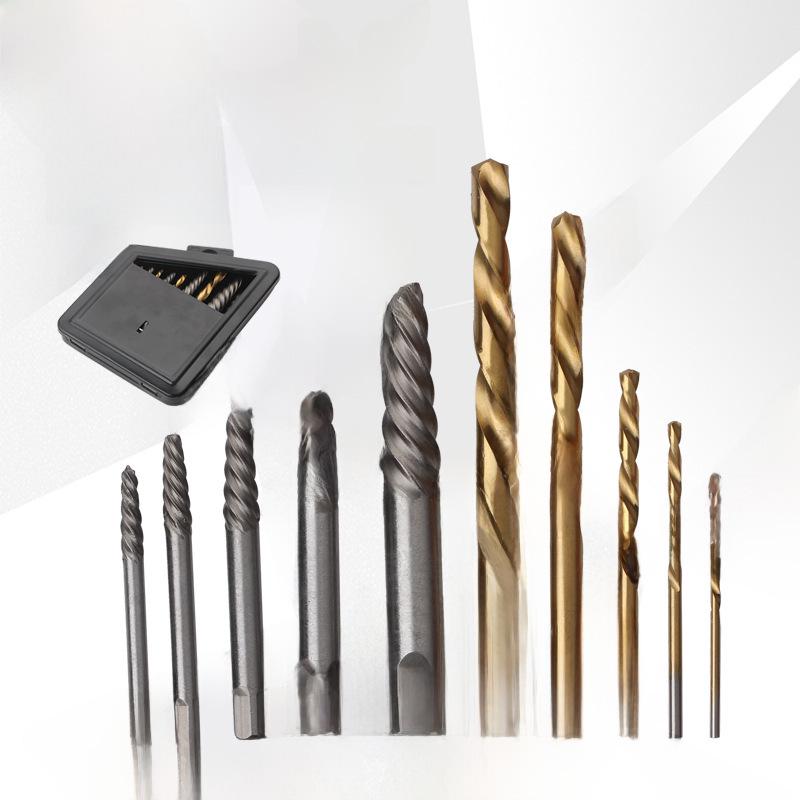 10-Piece Screw Extractor Set with Iron Box for Bolt Removal