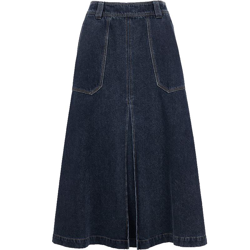 

ONLY Women s 2025 Winter Mid-Length Denim Skirt with Slit Design M