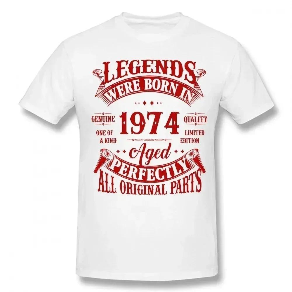 50. Geburtstag Vintage Legenden Geboren 1974 50 Jahre Alt T-Shirt Streetwear Kurzarm Geschenke Sommerstil T-Shirt Herrenbekleidung