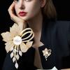 Exquisite Flower Imitation Pearl Brooches for Women Shiny Rhinestone Lapel Pins Sweater Cardigan Jewelry Gifts
