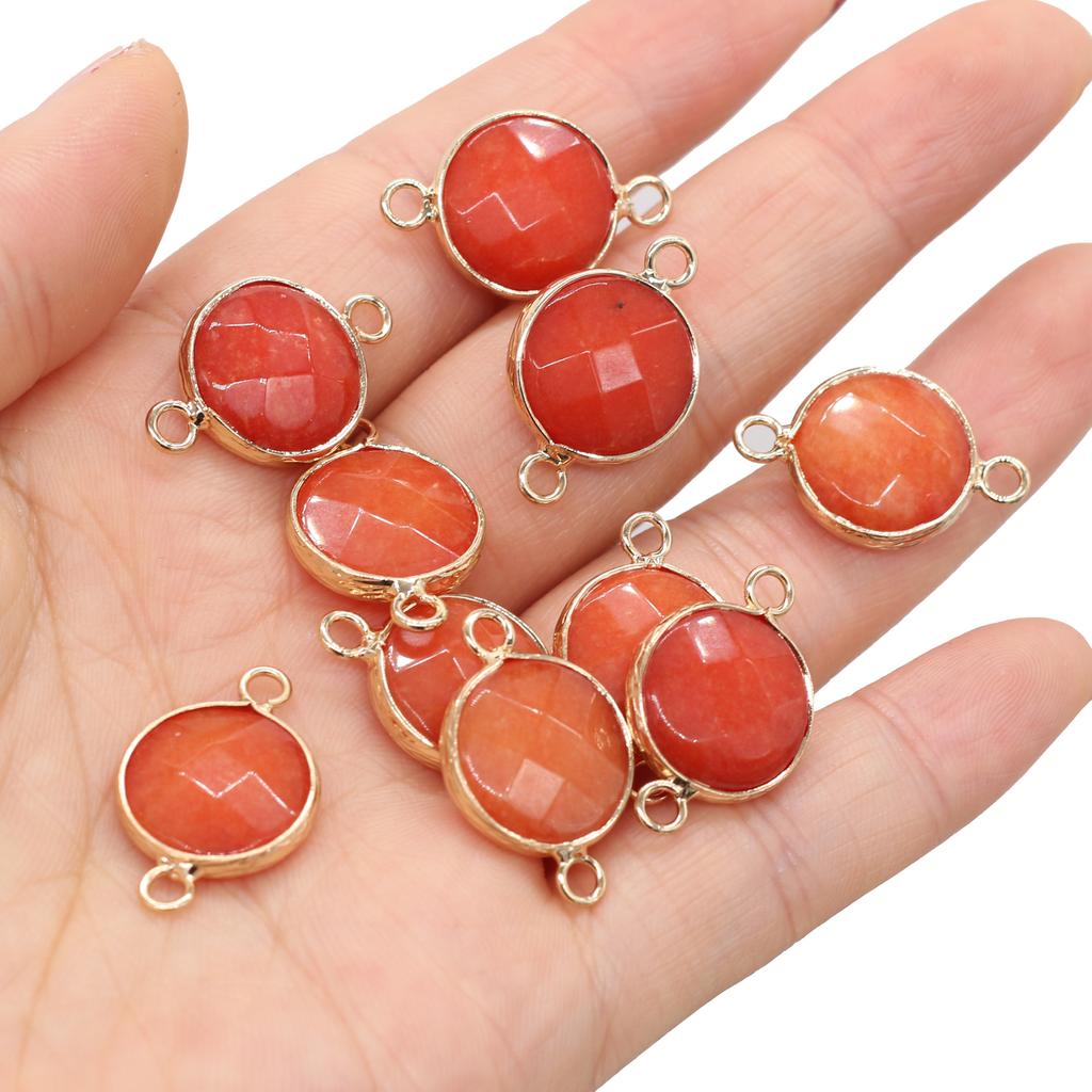 5 Stück Naturstein-Verbinder-Anhänger, runde Quarz-Verbinder für DIY-Armbänder, Halsketten, Ohrringe, Schmuckherstellung, Zubehör, 15 x 24 mm