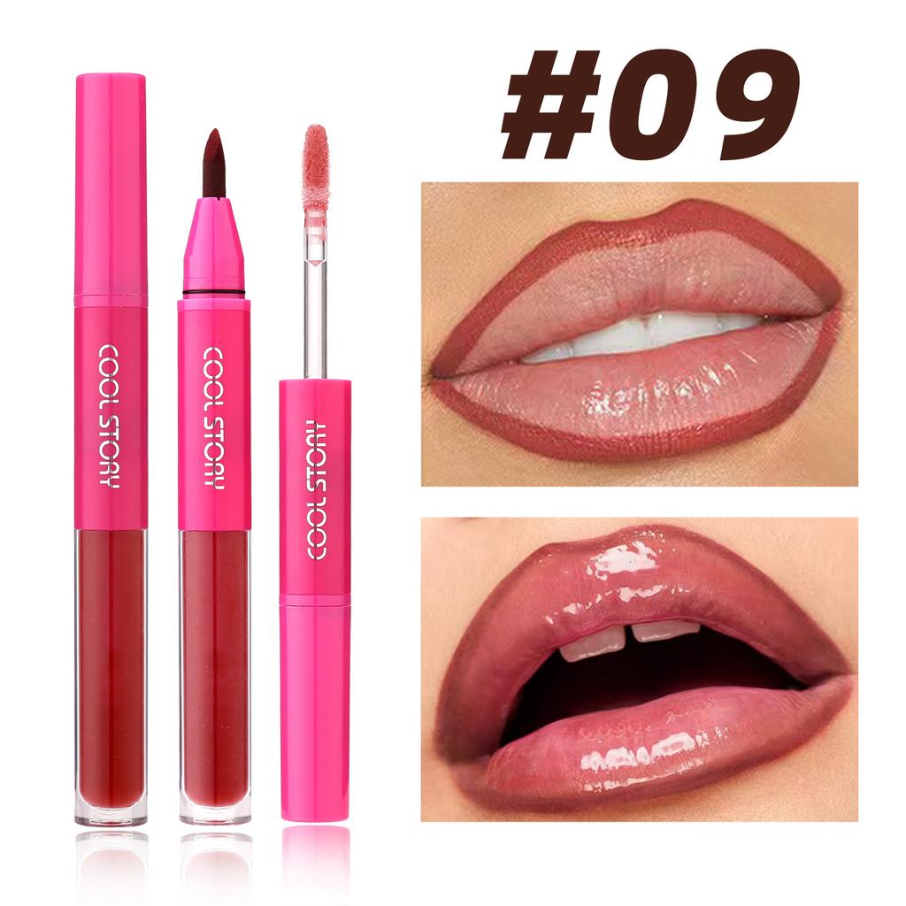 Waterproof Lip Liner & Glaze Combo Smooth Moisturizing Plumping Stain Liquid Lipstick Natural Outline Lips Contour Makeup