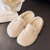 French Flat-bottomed Fluffy Slippers for Women's Outer Wear 2025 Autumn and Winter New Models Are Great-looking, One Pedal, Velvet Mary Jane Cotton M