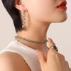 European Style Colorful Cubic Zirconia Jewelry Set with Diamond-Studded Necklace, Light Luxury Bracelet, and Exquisite Earrings