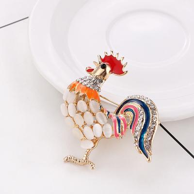 Vintage Opal Cock Brooch Women'S Fashion Personality Animal Clothing Pin Clothing Brooch Accessories