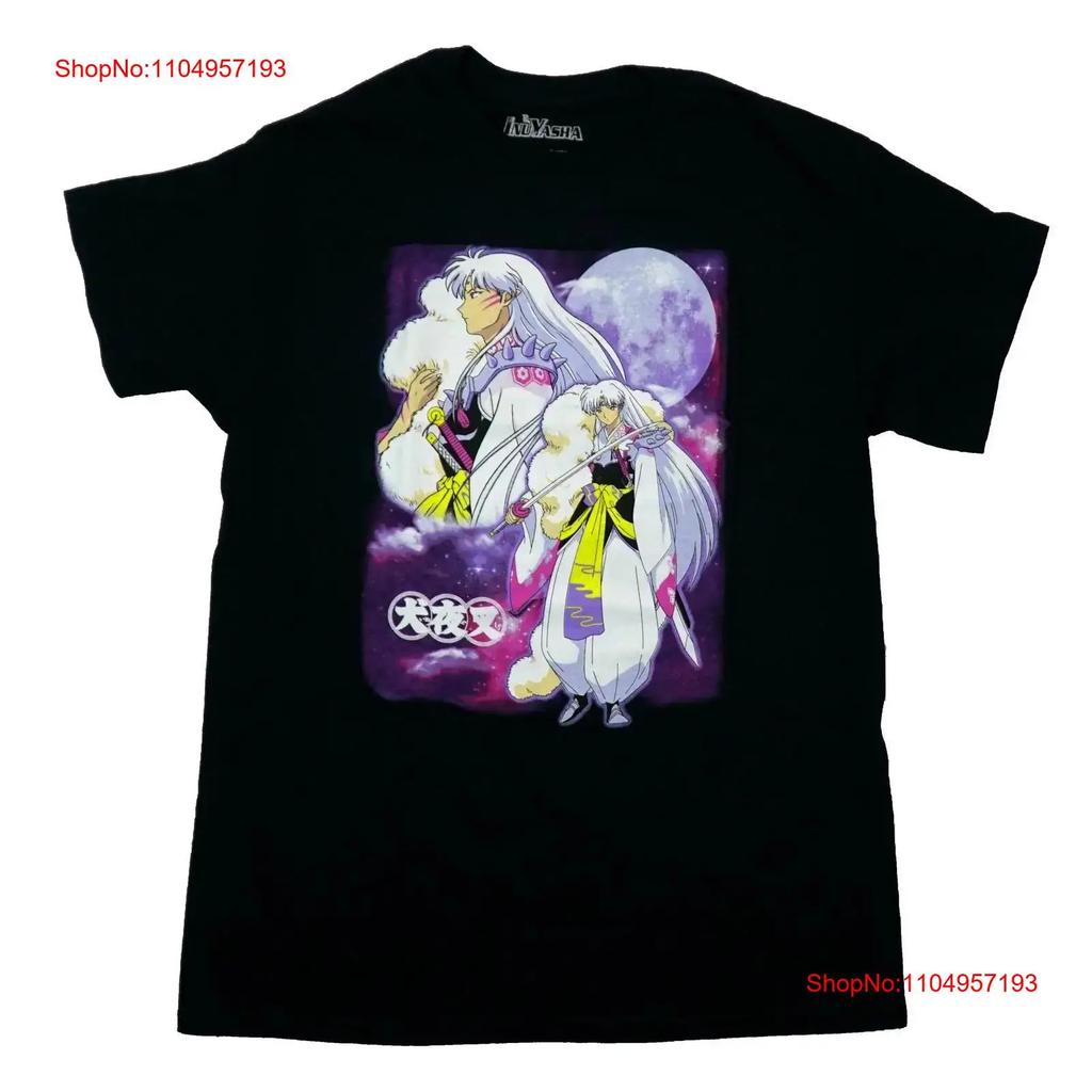 Inuyasha New Adult T Shirt Sesshomaru 2 Poses Moon Purple Galaxy Background Vintage Washed Fashion Slightly Casual Unisex