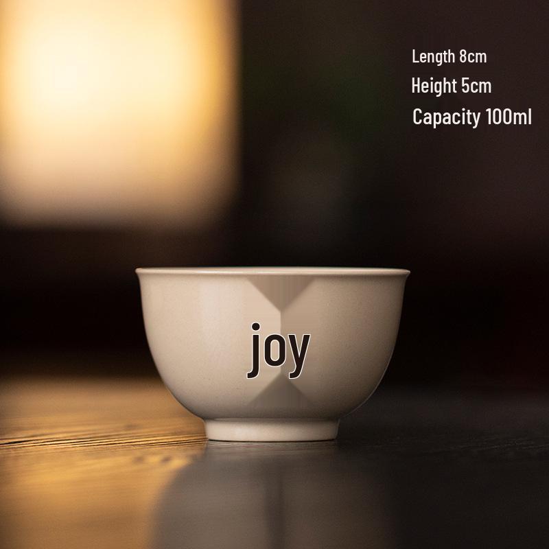Zen Calligraphy Ceramic Tea Cup - Retro Style Kung Fu Tea Set
