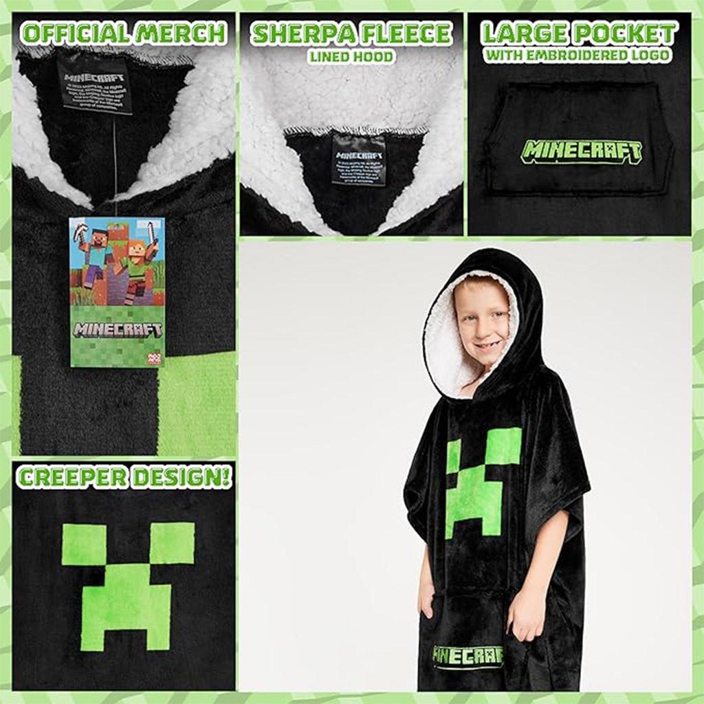 Minecraft Childrens/Kids Fleece Blanket Hoodie