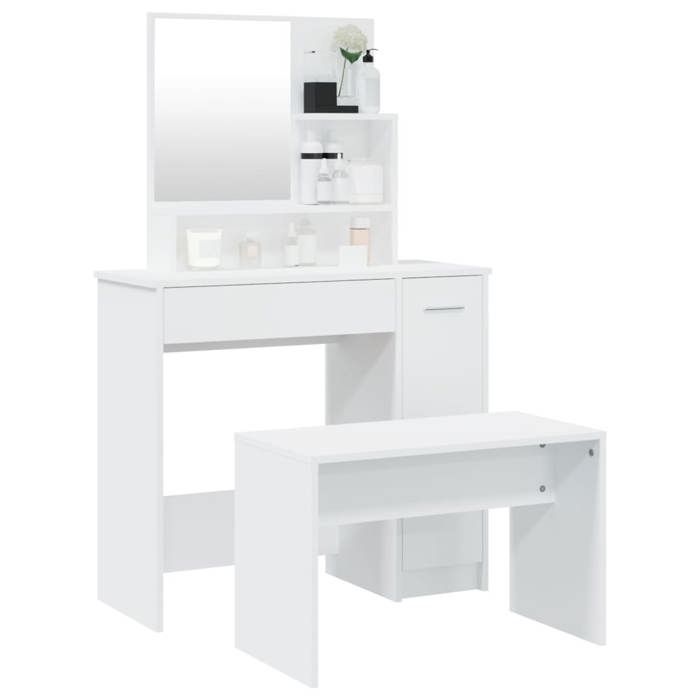 VidaXL Vanity Set Makeup Table Stool Vanity Table Bedroom Furniture Interior White 3114147