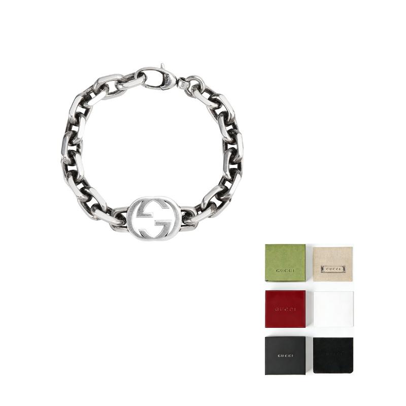 Gucci Verriegelndes doppeltes G mattes 925er Silberarmband Herrenarmband 627068-J8400-0728