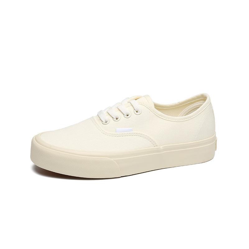 Women's Spring Thick Soled Sports Sneakers Casual Single Shoes Solid Color Canvas Shoes 35-40