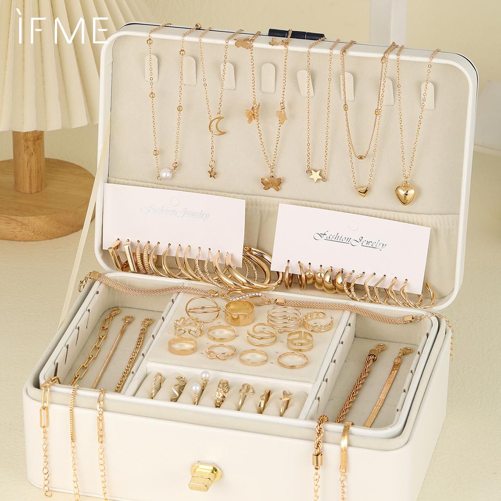 iF ME Necklace, Earring, Ring Set, Personalized Retro High-end Earrings, Women's Earrings with Accessories