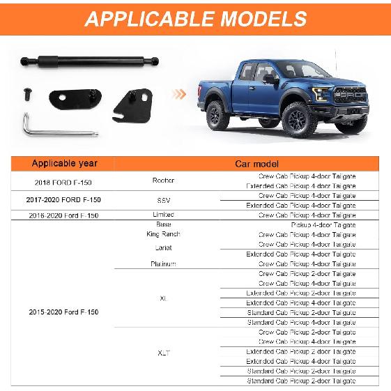 Tailgate Assist Shock for Ford F150 2015-2023, Truck Tailgate Shock Accessories Compatible with 2015 2016 2017 2018 2019 2020 2021 Ford F150 XL XLT