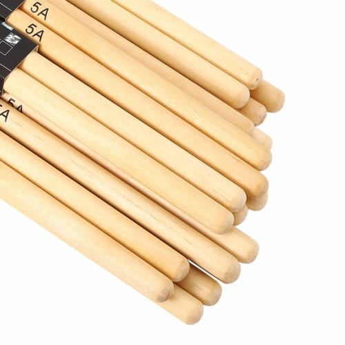 12 Pairs of Maple Drumsticks with Waterdrop-Shaped Tips for Easy Grip and Unique Wood Texture for Snare Drums and Practice Drums