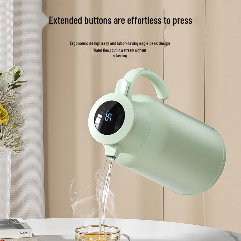 Portable Thermos Flask with Temperature Display, Large Capacity, Glass Liner, Insulated for Home, Dorm, or Travel Use