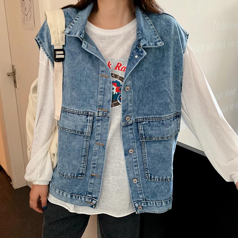 Women's Mid-Length Spring/Fall Denim Vest - 2022 Korean Style, Fashionable and Loose Fit