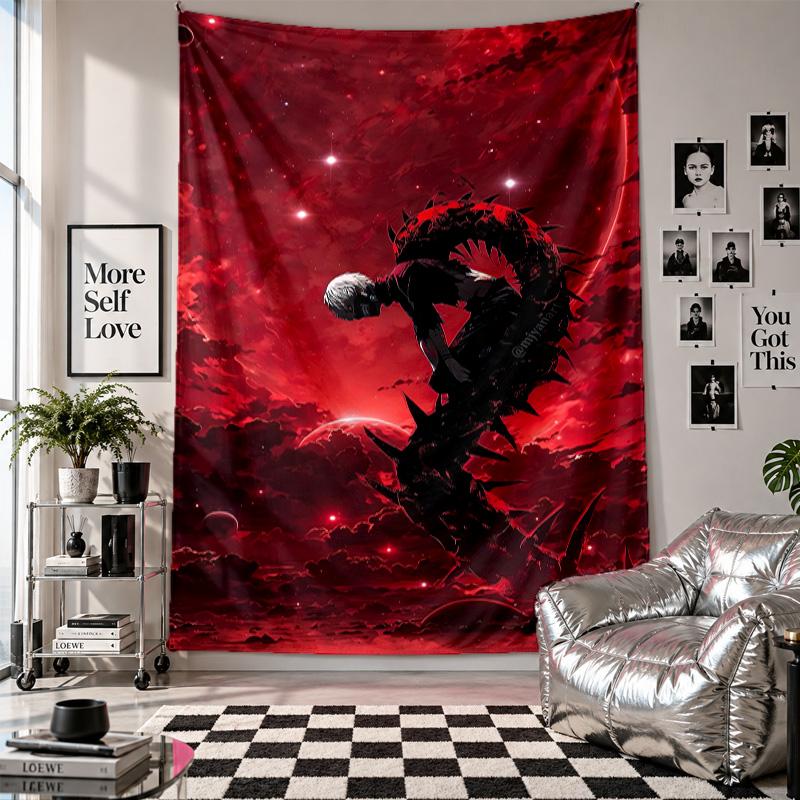 Wall TapestryTokyo Ghoul Art Hanging Cloth Decorative Background Cover for Room Decoration