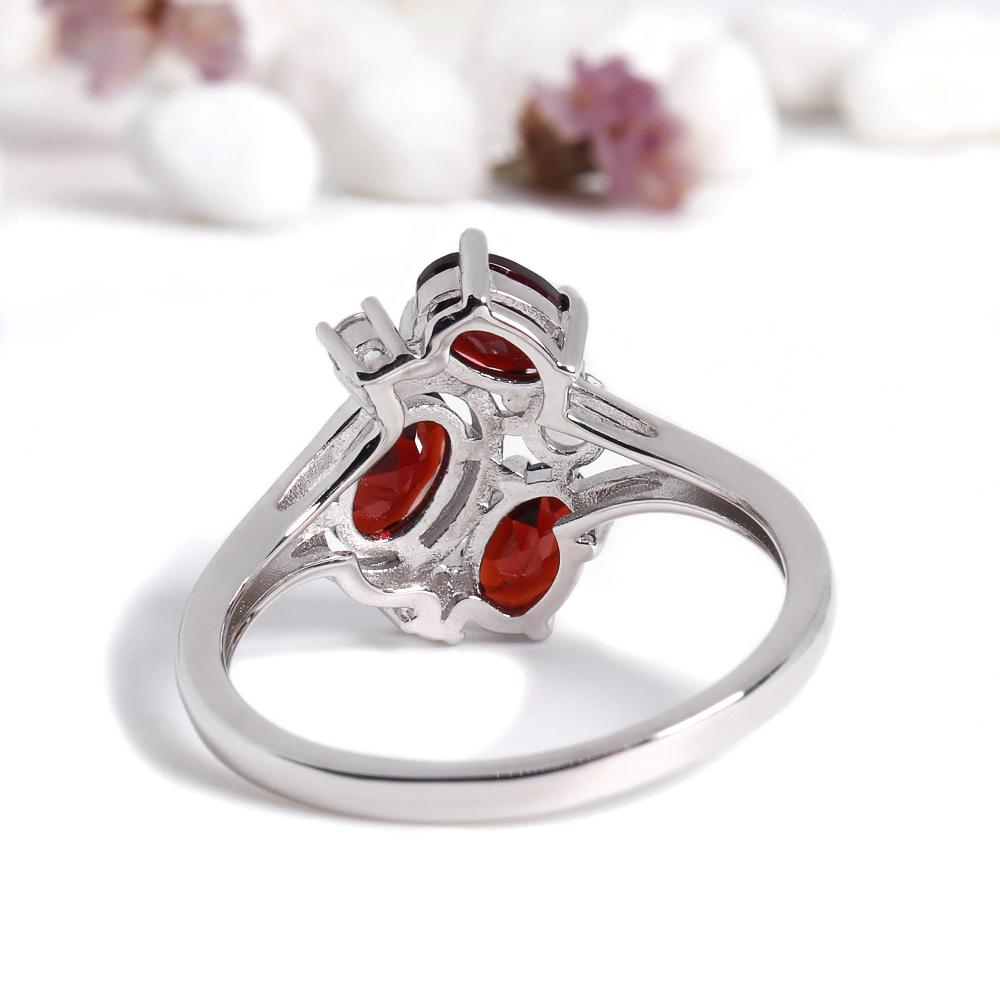 925 Silber Schmuckset mit natürlichen roten Granat-Edelsteinen Ohrringe und Ring für Frauen als schönes Geburtstagsgeschenk