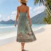 Women’s Summer Floral Print Pocket Adjustable Strap Bohemian Casual Beach Holiday Sundress Loose Fit Sleeveless Dress