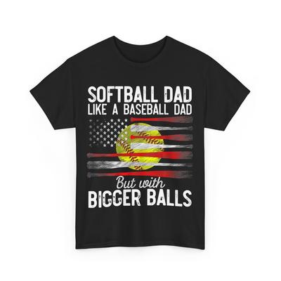 Vintage Softball Dad Like A Baseball Dad US Flag Fathers Day T-Shirt