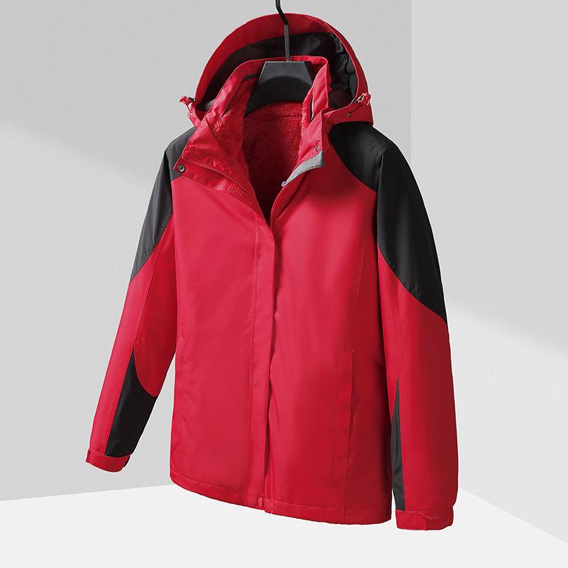 Winter Jacket Men's and Women's Color Matching Army Green Heat-sealed Waterproof Velvet Thick Jacket