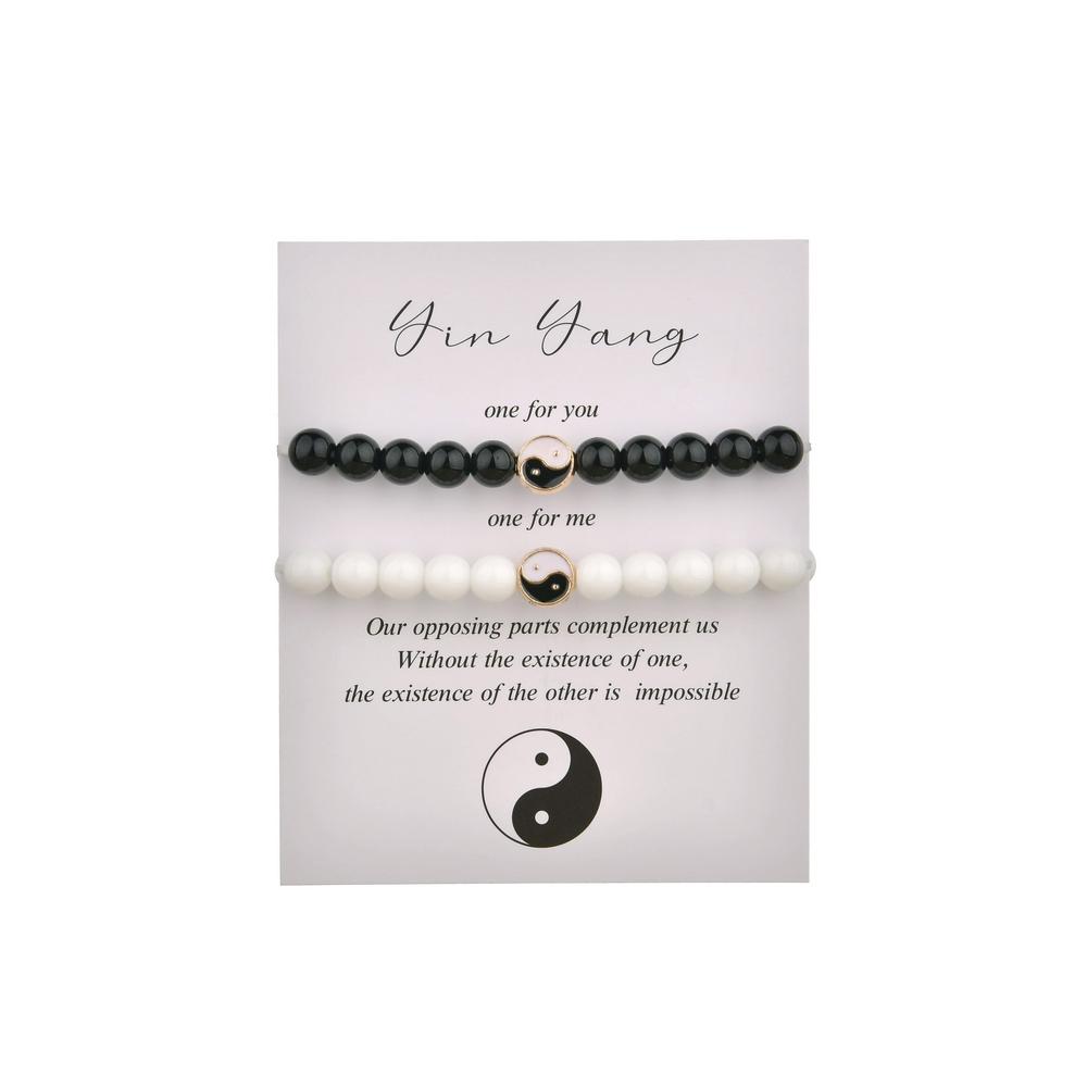 

2 Piece Creative Fashion Beaded Magnetic Charm Love Pendant Knitted Couple Bracelet Jewelry Gift Wrist Accessories