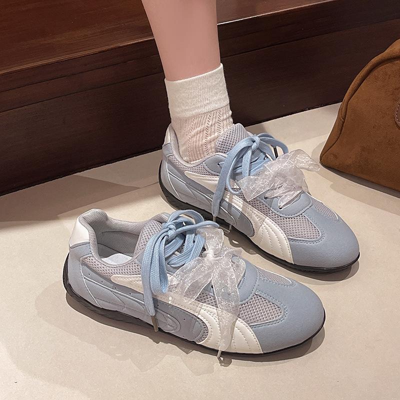 Red racing shoes 2025 summer new fashion ins trendy Forrest Gump shoes mesh breathable sports flat-bottomed German training shoes