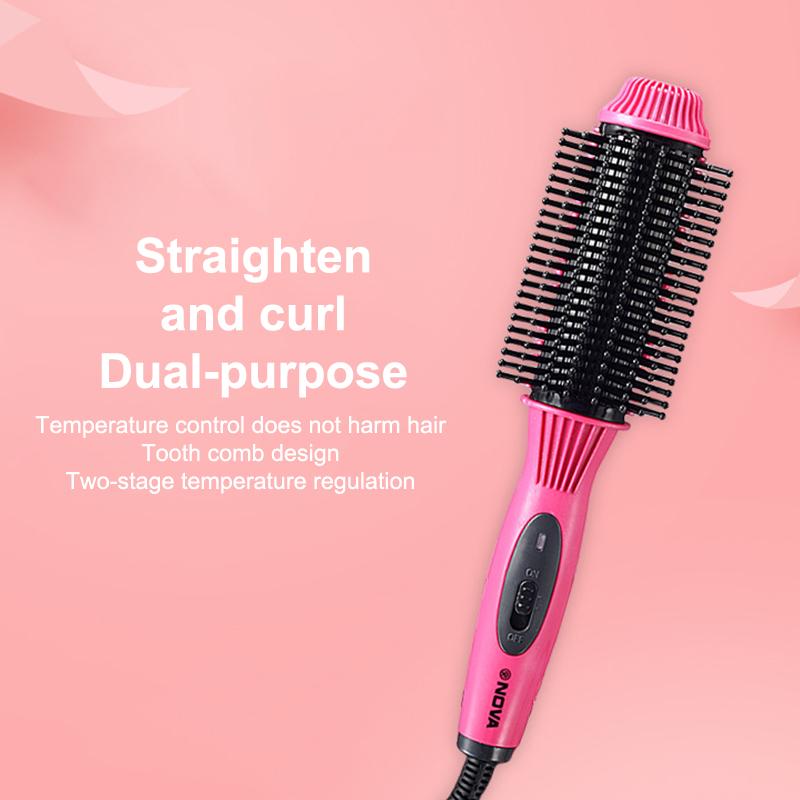 Multifunctional Heating Curling Iron Ceramic Heated Round Brush Electric Hair Straightener Brushes Professional Styling Tool
