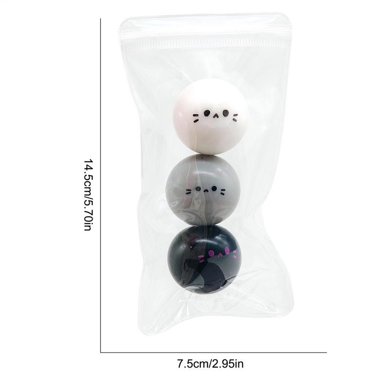 Fidget Stress Balls Cat Design Sensory Toy Cute Soft Pinch Toys Novelty High Resilience Rebound Ball for Kids Teenagers Adults