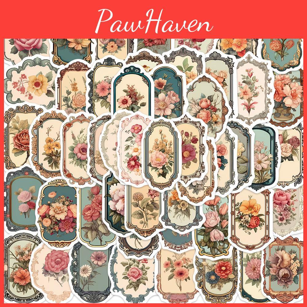 Personalized Flower Vintage Mirror Decals 50 Waterproof Stickers For Diy On Guitars Notebooks And Suitcases Cute Adhesive And