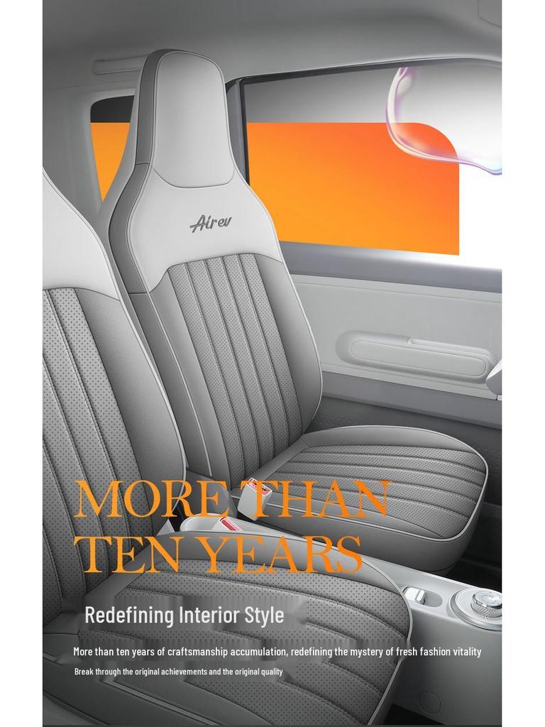 Custom-Fit Leather Car Seat Cushion for Wuling Qingkong - Cute Cartoon Design, Full Coverage for Four-Seat Models