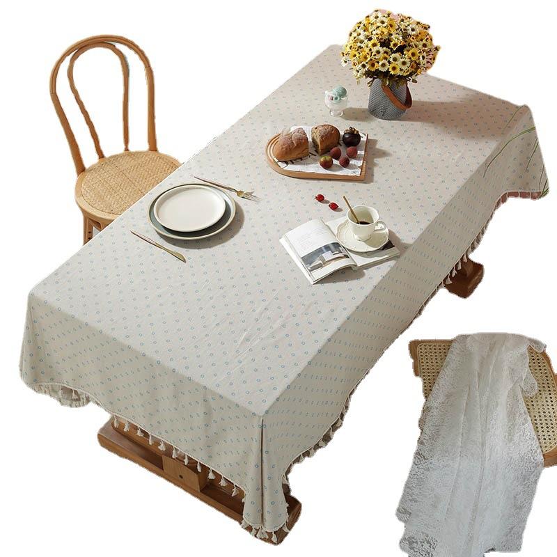 Cloth Dining Table Cloth Pastoral Cotton And Linen Daisy Printing Rectangle Tablecloth Coffee Table Cover Cloth Fringed Tableware Tablecloth Factory