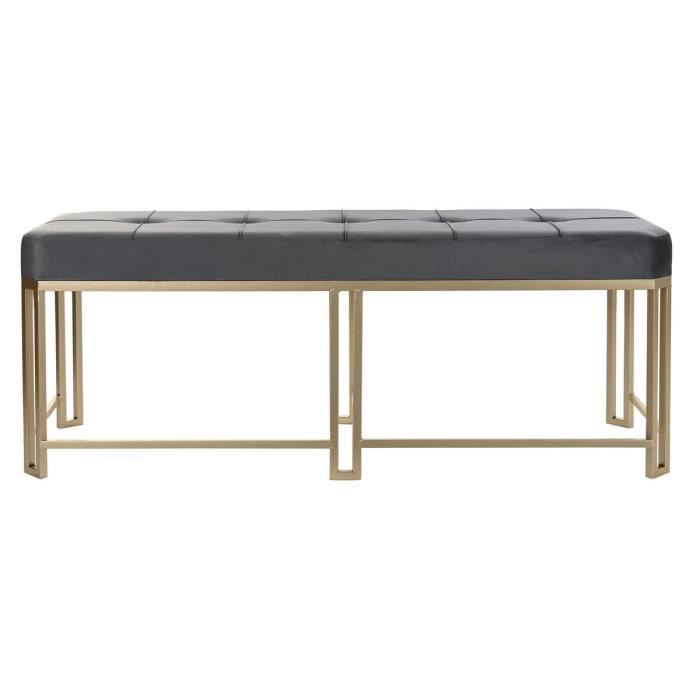 Banquette - Non spécifié - 120 x 40 x 47 cm - Velours gris métal - 2 places