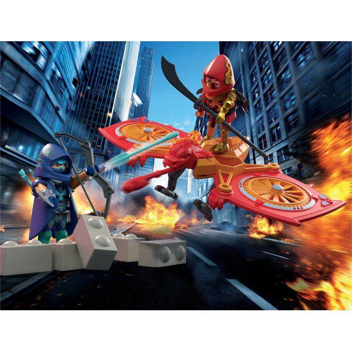 Playmobil 71833 Superhero and His Drone Against a Ninja, Super Heroes, Miniature Universe, 39 Pieces, from 4 Years
