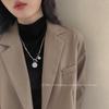 2025 Trendy Smiley Face Sweater Chain: Women's Titanium Steel Letter Necklace for Autumn/Winter