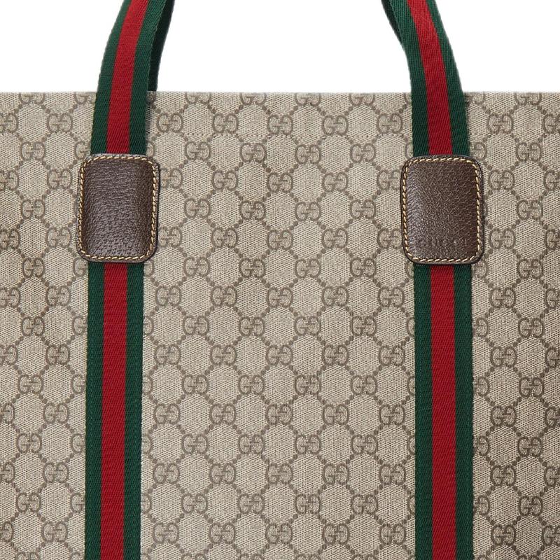 Gucci Double G Logo Canvas Tote Bag Men Tote Bags Beige Ebony 763287-fachl-8844