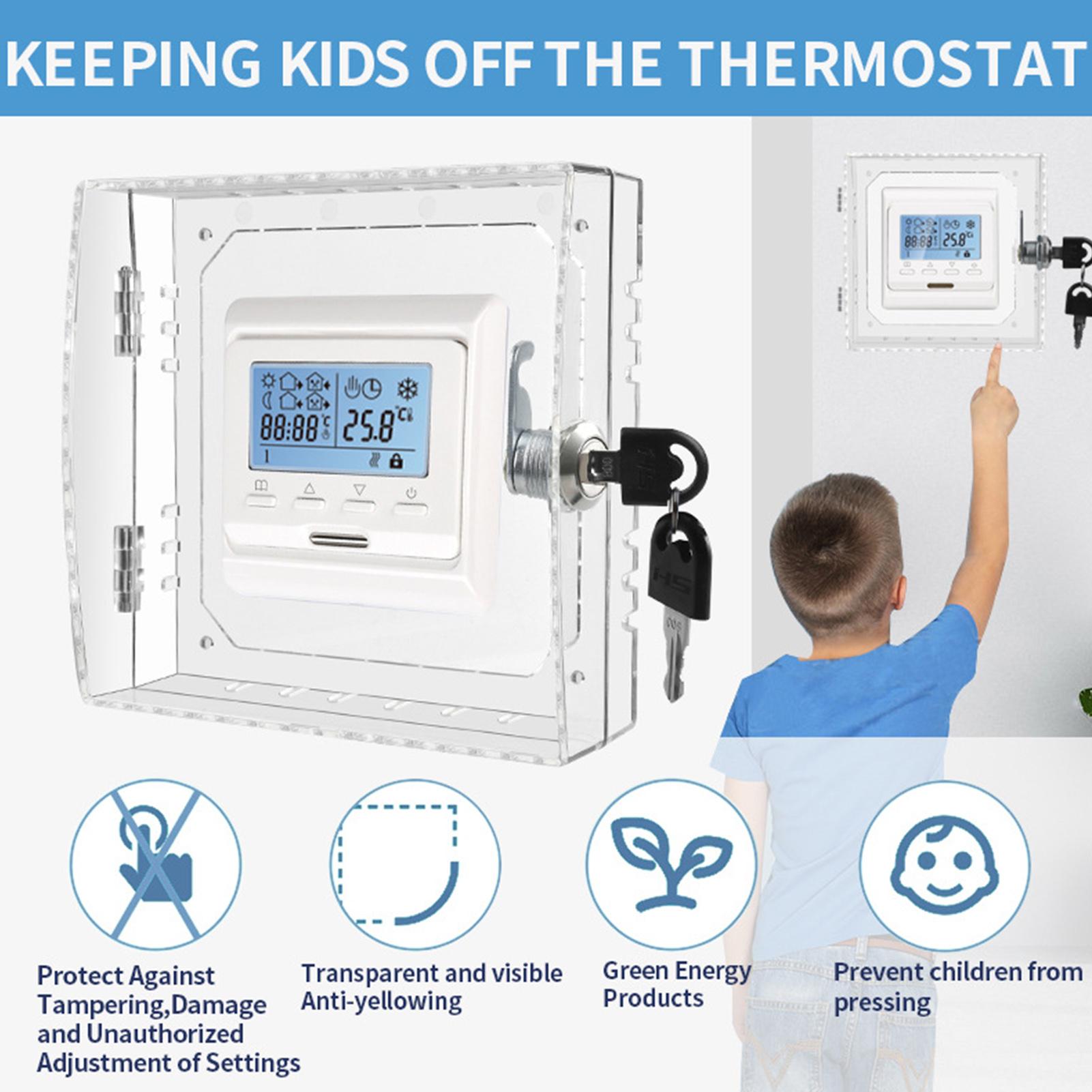 Thermostat Lock Box With Key Transparent Thermostat Guard Wall-Mounted Thermostat Lock Boxes Wall-Mounted Thermostat Protector CN
