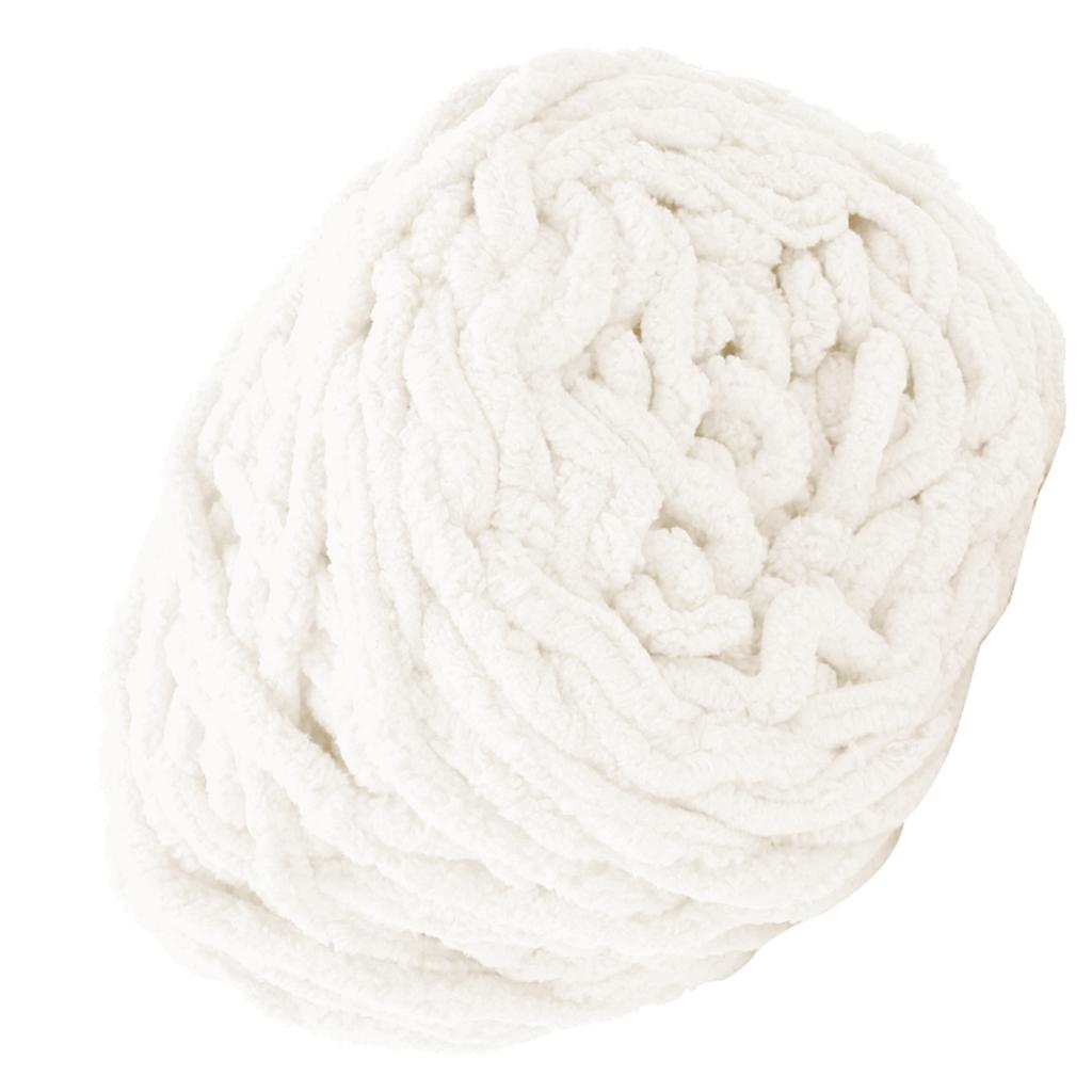 Single Thick Ice Strip Yarn Needle Knitting Woven Blanket Slipper Line(Milk White)