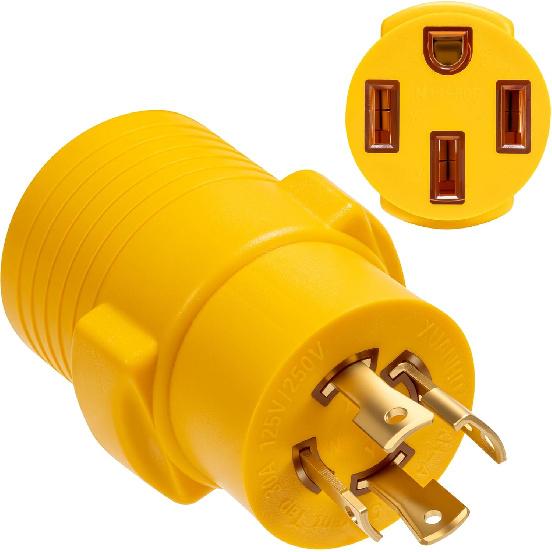 

Lesnlok NEMA L14-30P to 14-50R RV Generator Adapter 30 Amp 4 Prong Male Plug to 50 Amp 4 Prong Female Heavy RV Trailer Camper Generator EV Tesla