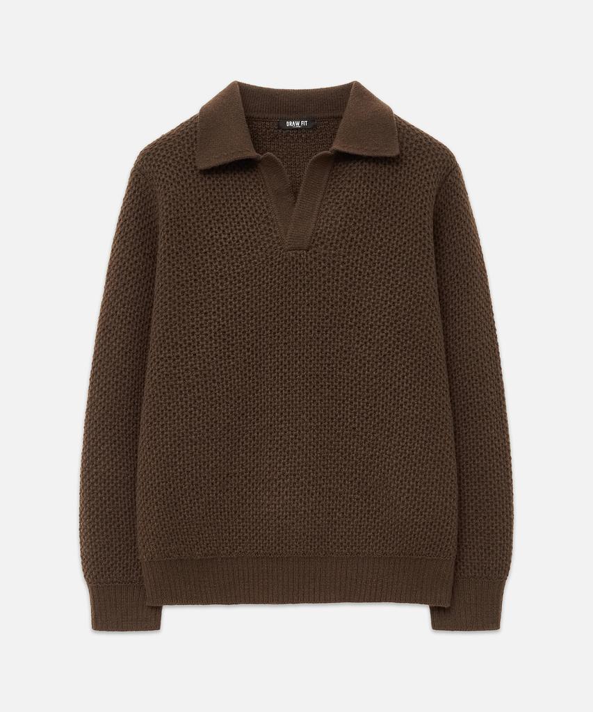 DRAW FIT Oversized Pique Waffle Knit [Brown]