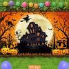 Two-dimensional flat banner 1 piece - Halloween Happy Party banner. Cartoon style night-time pumpkin pattern.