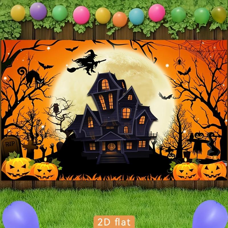 Two-dimensional flat banner 1 piece - Halloween Happy Party banner. Cartoon style night-time pumpkin pattern.
