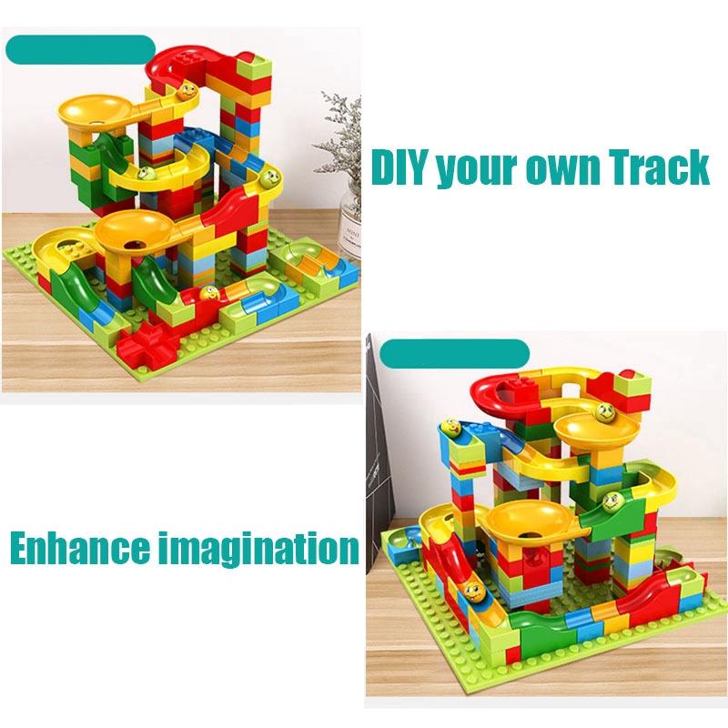 168-336 bucăți, curse de marmură, alergare, labirint, bile, blocuri de construcție Mainan, compatibile cu particule mici, cărămizi pentru copii, jucării cu cutie de culoare