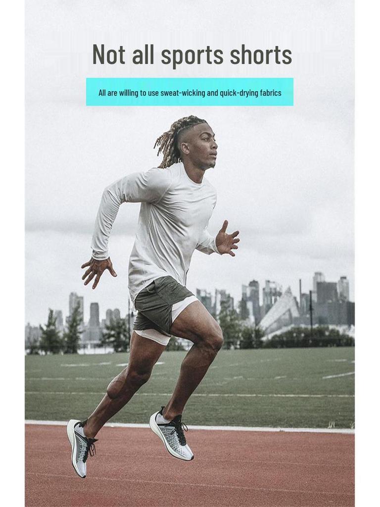 Men's Loose-Fit Double-Layer Running Shorts with Multi-Pockets for Sports & Outdoor Activities