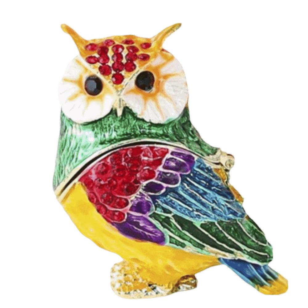 Jewelry Holder Owl Jewelry Box Zinc Alloy Owl Figurine Collectible Owl Trinket Box  Home Decoration