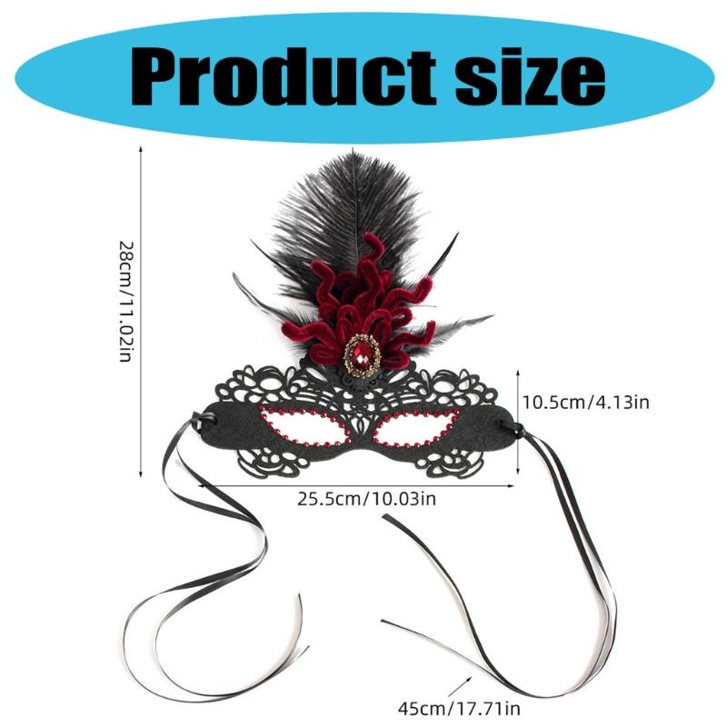Venetians Mask Eye Mask Feather Half Face Mask Eye Mask for Masquerades Proms,Halloween Party,Cosplay,Photo Shoot Gift