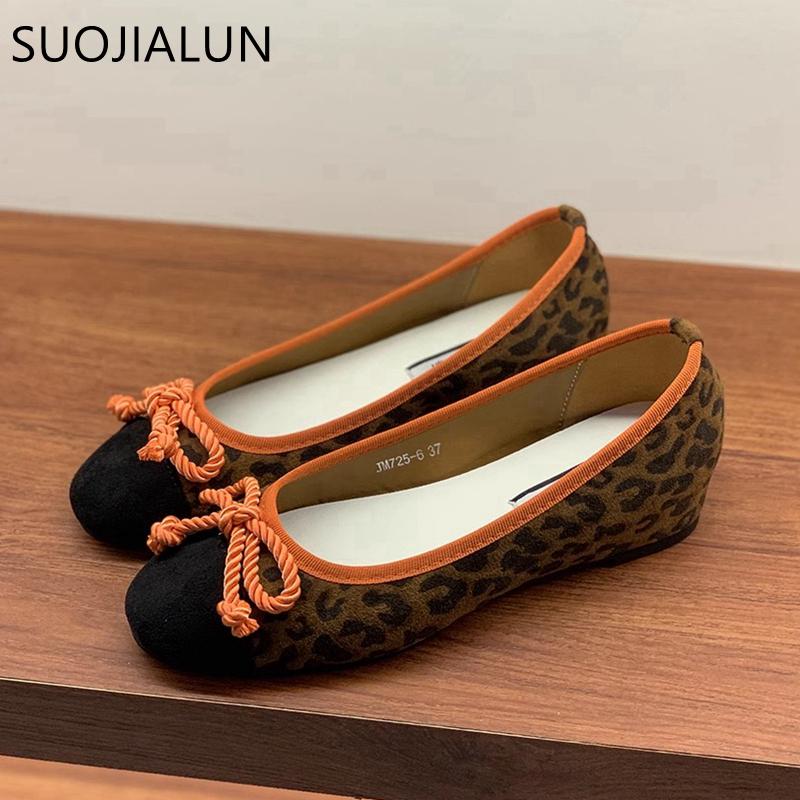 Fashion SUOJIALUN Spring New Brand Women Flat Shoes Fashion Round Toe Shallow Slip On Ballerina Ladies Elegant Outdoor Dress Boat Shoes
