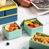 Double Layer Portable Lunch Box For Kids With Fork and Spoon Microwave Bento Boxes Dinnerware Set Food Storage Container YFA2052