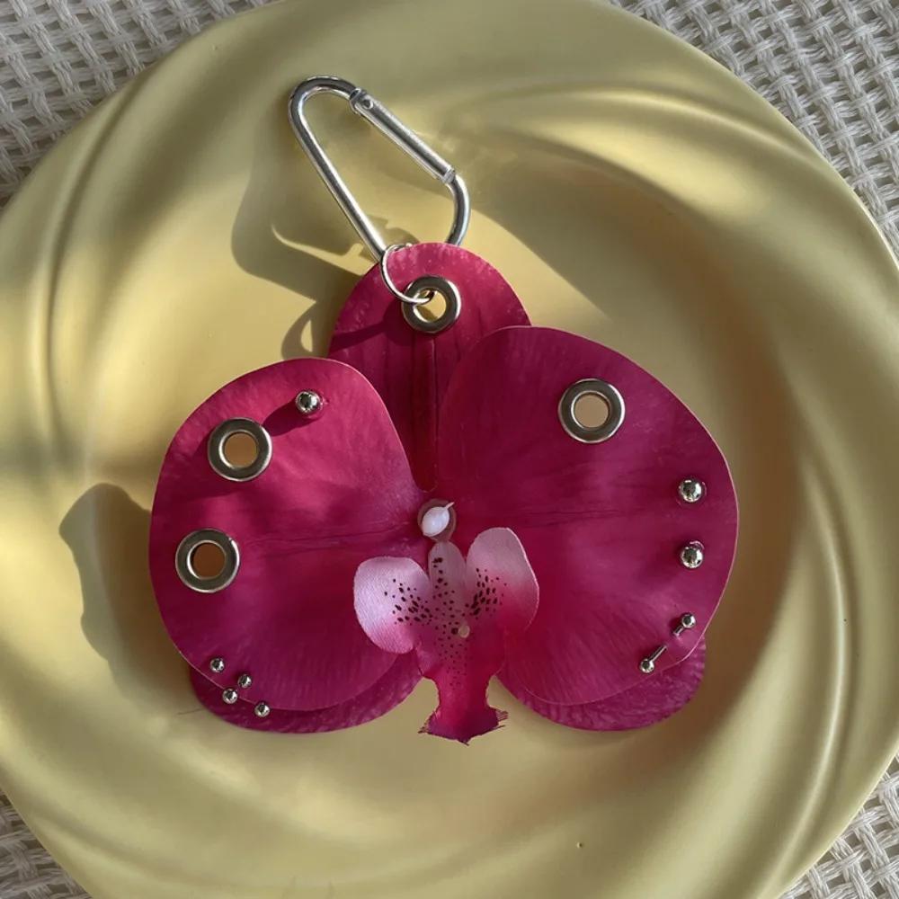 Creative Simulation Flower Orchid Lily Keychain Backpack Decoration Colorful Simulation Flower Keyring Gifts Flower Bag Pendant
