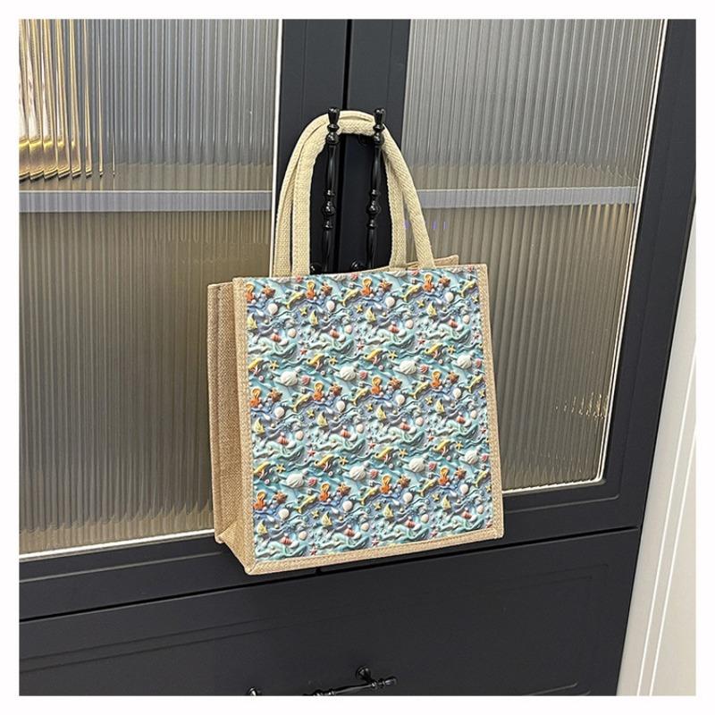 

1PC new three-dimensional cartoon fresh portable linen bag, sweet commuting large-capacity student versatile tote bag